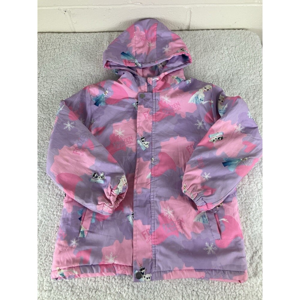 Frozen Purple and Pink Girls Hooded Winter Puffer Jacket Elsa Olaf Size 160 (14)